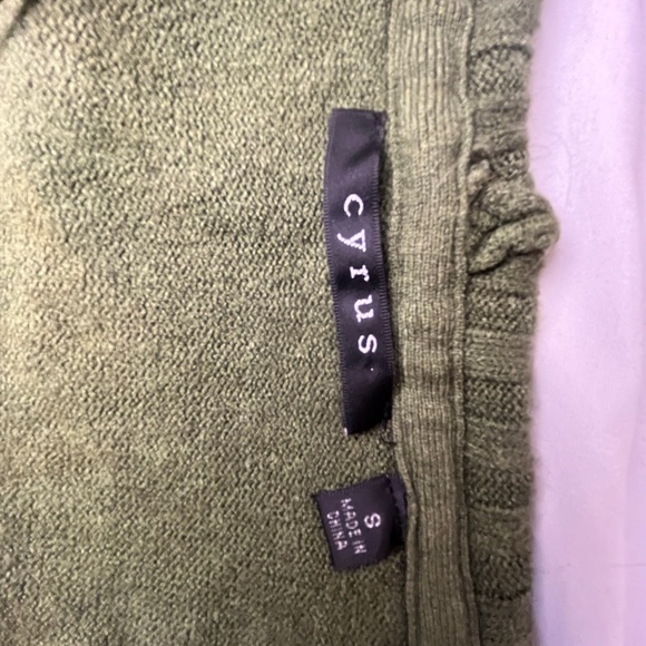 Cyrus Olive Open-Front Ribbed Trim Cardigan - Picture 3 of 5